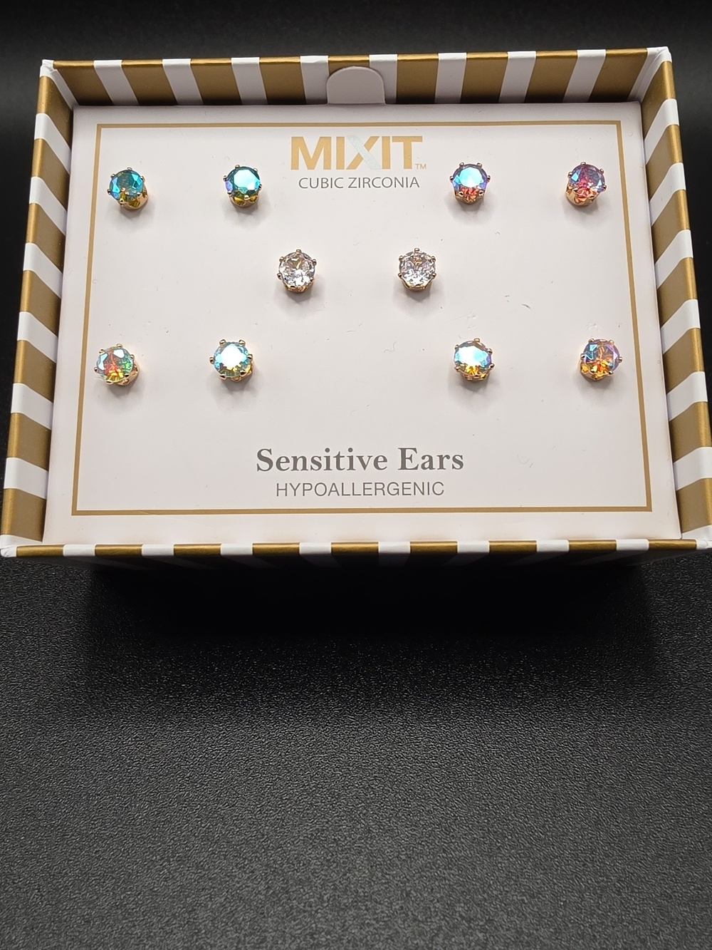 Mixit Multicolor Aurora Cubic Zirconia Stud Earring Set